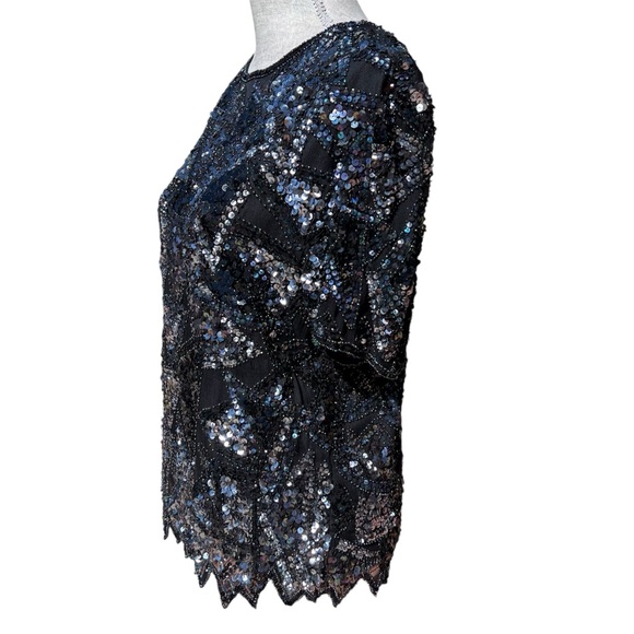 Vintage Beaded Silk Top by StyleWorks Size Large - Picture 4 of 11